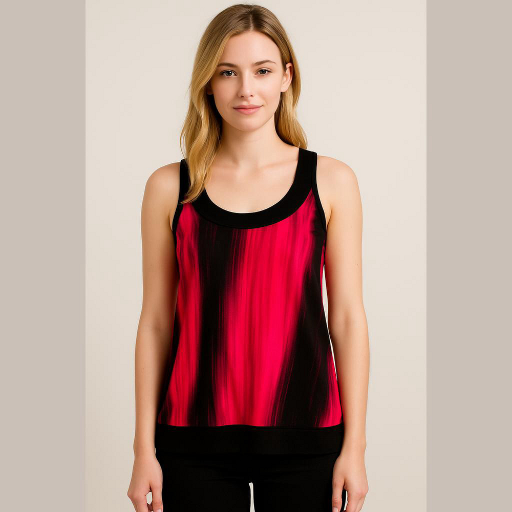 Size 14, Ricki’s pleated pink, purple and black ombre satin blouse
